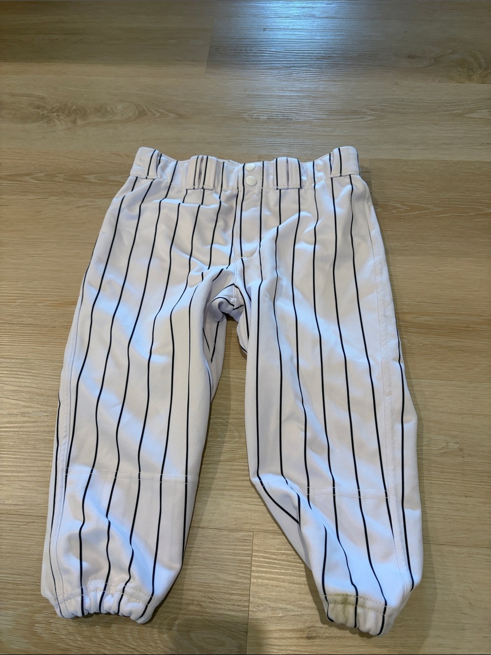 Kids White Pinstripe Baseball Pants